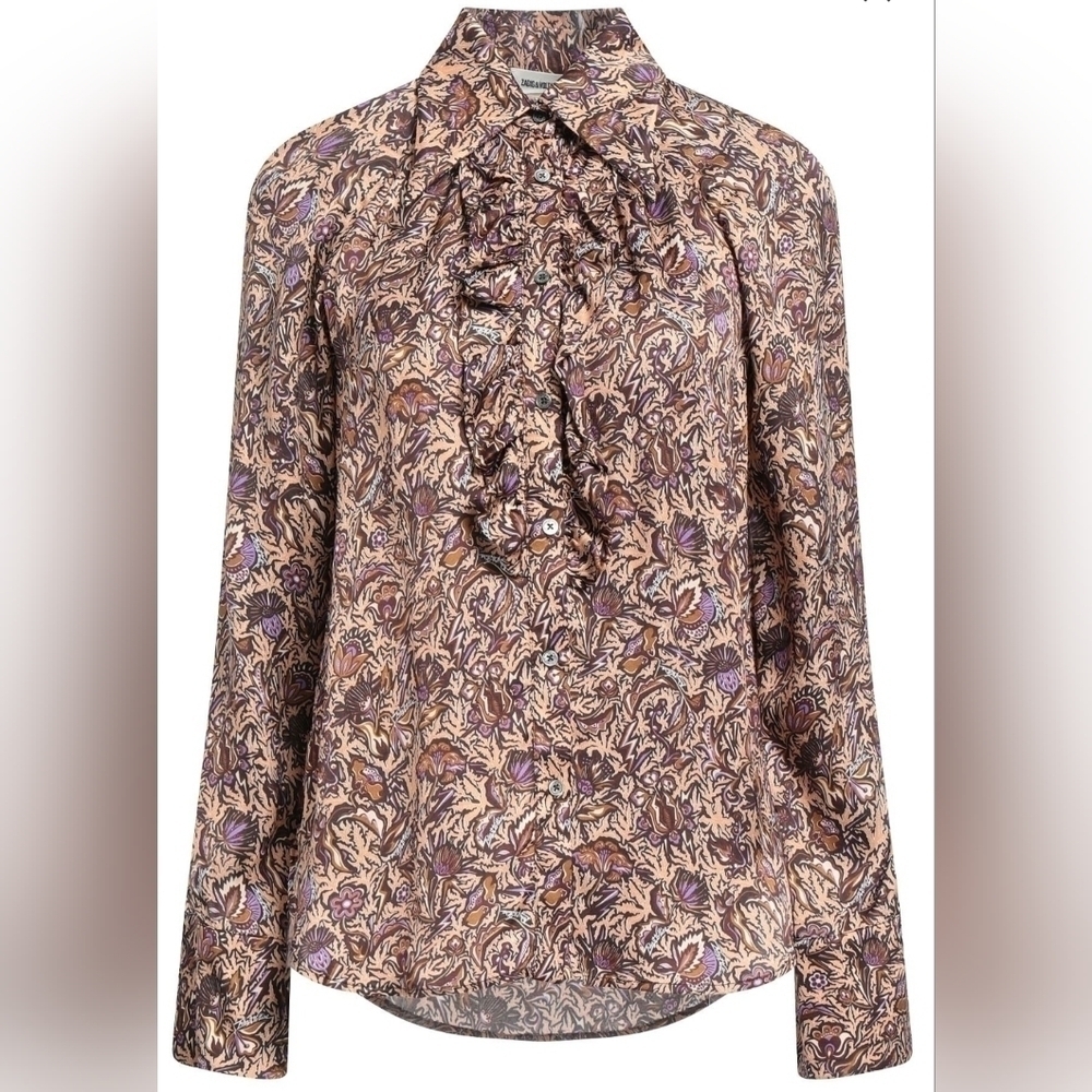 Zadig & Voltaire NWOT Tuska Satin Thorn Button Down Print Shirt Size M